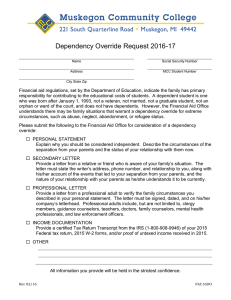 Dependency Override Request 2016-17