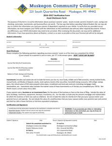 2016–2017 Verification Form Asset Disclosure Form