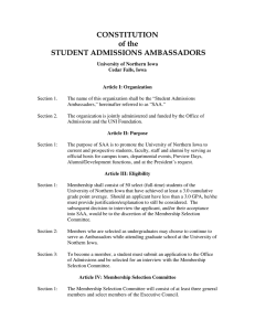 CONSTITUTION of the STUDENT ADMISSIONS AMBASSADORS