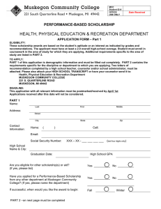 HEALTH, PHYSICAL EDUCATION &amp; RECREATION DEPARTMENT PERFORMANCE-BASED SCHOLARSHIP