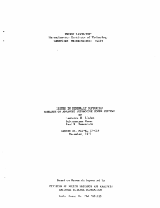 ENERGY  LABORATORY Massachusetts  Institute  of Technology Cambridge, Massachusetts 02139