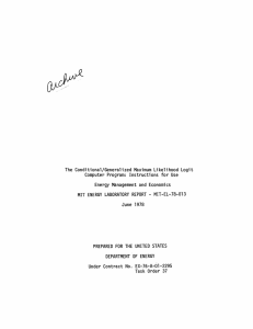 The Conditional/Generalized Maximum Likelihood Logit Computer Program:  Instructions for Use