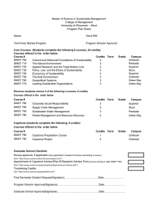 Master of Science in Sustainable Management College of Management Program Plan Sheet