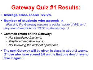 Gateway Quiz #1 Results: