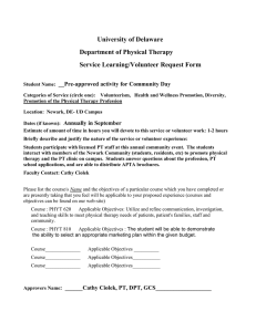 University of Delaware Department of Physical Therapy Service Learning/Volunteer Request Form