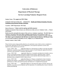 University of Delaware Department of Physical Therapy Service Learning/Volunteer Request Form
