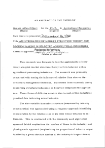 Date thesis is presented in Agricultural Economics for the Ph. D.