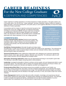 CAREER  READINESS For the New College Graduate A DEFINITION AND COMPETENCIES