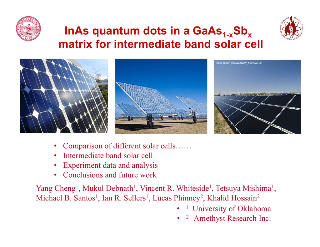 Intermediate Band Solar Cell InAs quantum dots in a GaAs Sb