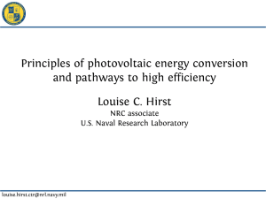 Principles of photovoltaic energy conversion and pathways to high efficiency NRC associate