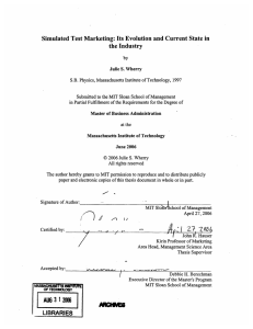 Simulated  Test Marketing: Its Evolution  and Current State... the Industry