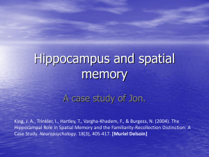 Hippocampus and spatial memory A case study of Jon.