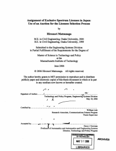 Assignment  of  Exclusive  Spectrum  Licenses ... Use of an Auction  for the Licensee  Selection ...