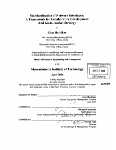 Standardization of Network  Interfaces: And Go-to-market  Strategy