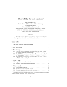 Observability for heat equations Kim Dang PHUNG