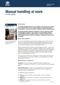 Manual handling at work A brief guide Introduction