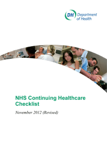 NHS Continuing Healthcare Checklist November 2012 (Revised)