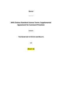 D  NHS Choices Standard Licence Terms: Supplemental Agreement for Comment Provision