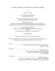 Acoustic Correlates of Word Stress in American English