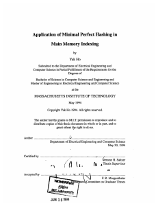 Application of Minimal Perfect Hashing in Main Memory Indexing