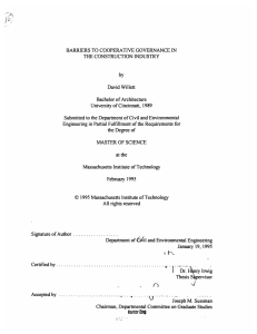 THE CONSTRUCTION INDUSTRY David Willett Bachelor of Architecture University of Cincinnati,  1989