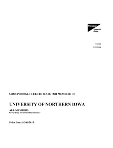 UNIVERSITY OF NORTHERN IOWA GROUP BOOKLET-CERTIFICATE FOR MEMBERS OF ALL MEMBERS