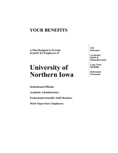 University of Northern Iowa YOUR BENEFITS