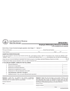 6 IA W-4 201 Iowa Department of Revenue