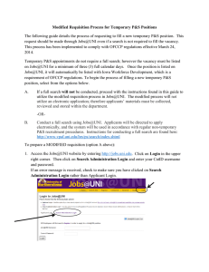 Modified Requisition Process for Temporary P&amp;S Positions