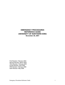 EMERGENCY PROCEDURES REFERENCE GUIDE UNIVERSITY OF NORTHERN IOWA
