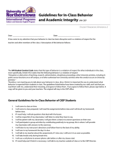 Guidelines for In-Class Behavior and Academic Integrity  S