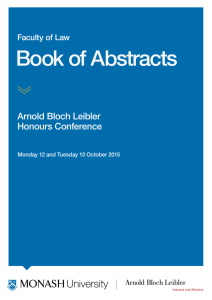 Book of Abstracts Arnold Bloch Leibler Honours Conference