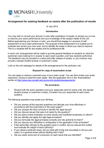 Arrangement for seeking feedback on exams after the publication of...