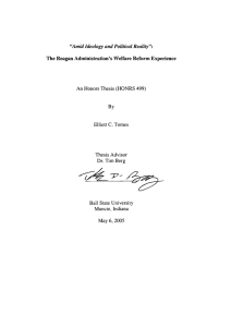 &#34;Amid Ideology and Political Reality&#34;: The Reagan Administration's Welfare Reform Experience