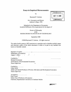 LIBRARIES OCT  1 0 2008 Essays  in Empirical Microeconomics