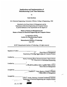 Implications  and Implementation  of Manufacturing Cycle  Time Reduction by