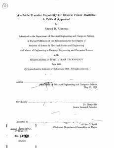 Available  Transfer  Capability for  Electric  Power ... A  Critical  Appraisal Ahmed D.  Alumran