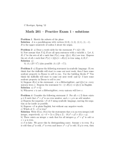 Math 201 – Practice Exam 1 - solutions