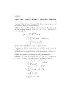 Math 265 - Practice Exam 3, Integrals - solutions