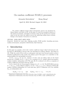 On random coefficient INAR(1) processes Alexander Roitershtein Zheng Zhong