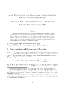 Limit theorems for one-dimensional transient random walks in Markov environments Eddy Mayer-Wolf