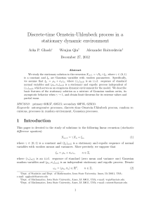 Discrete-time Ornstein-Uhlenbeck process in a stationary dynamic environment Arka P. Ghosh Wenjun Qin