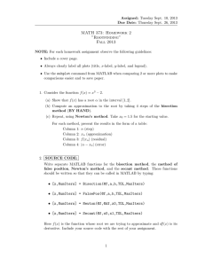 MATH 373: Homework 2 ”Rootfinding” Fall 2013