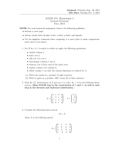 MATH 373: Homework 3 “Linear Systems” Fall 2013