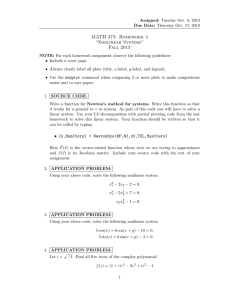 MATH 373: Homework 4 “Nonlinear Systems” Fall 2013