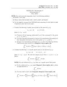 MATH 373: Homework 8 “Integration I” Fall 2013