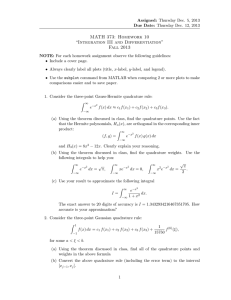 MATH 373: Homework 10 “Integration III and Differentiation” Fall 2013