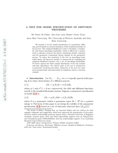 A TEST FOR MODEL SPECIFICATION OF DIFFUSION PROCESSES