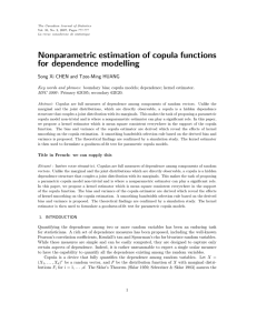 Nonparametric estimation of copula functions for dependence modelling Key words and phrases: