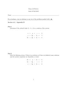 Exam #3 Review Math 10 Fall 2012 Name: